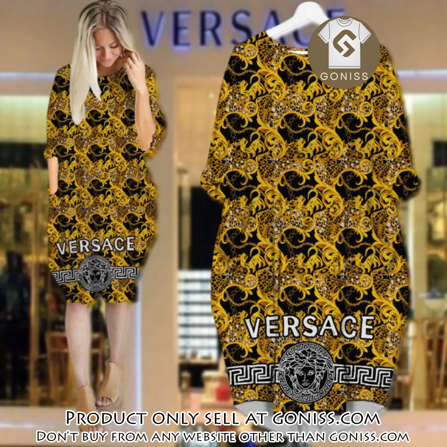 Gianni versace gold batwing pocket dress luxury brand for women pd061 gn0503730